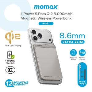 [CCC Certified] MOMAX IP161 Qi2 Magnetic 5000mAh 15W Wireless Fast Charge Powerbank | 15W Wireless · 30W Fast Charge | Premium Metal Build
