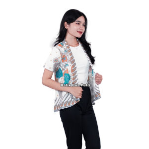 Bolero Wanita Kemeja Batik Pria Atasa Blouse Modern Siputih