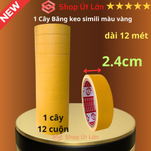 Băng keo simili màu vàng rộng 2.4cm dài 12 mét lõi giấy 3mm 1 cây 12 cuộn giá tại xưởng