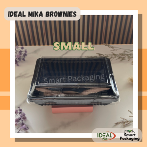 [ISI 50 PCS] IDEAL Mika Brownies Ukuran S M / Kotak Brownies Plastik + Tutup Small Medium / Wadah Kue Coklat Kecil Sedang / Tempat Cake Warna Hitam Sekali Pakai