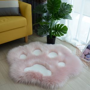 Cute Cat Paw Design Carpet Soft Long Plush Decorative Floor Mat For Living Room Bedroom Home Decor Valentines Day For Home Ornament Aesthetic Room