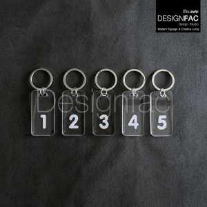พวงกุญแจเลขห้อง 1ชุด มี5เลข พวงกุญแจโรงแรมอะคริลิคแบบเซาะร่อง สวย ดีไซน์โมเดิร์น มินิมอลDesignfac