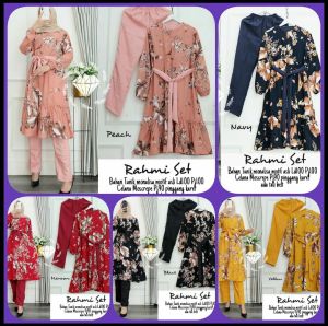 SETELAN TUNIK CELANA WANITA MONALISA SET RAHMI BISA COD