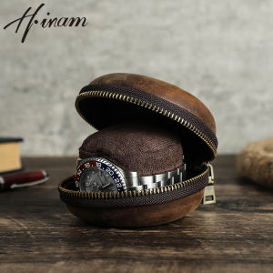 Hiram cổ điển handmade 100% chất liệu da thật duy nhất khe hình dạng bánh rán xem trường hợp du lịch lưu trữ và hộp hiển thị với gối có thể tháo rời