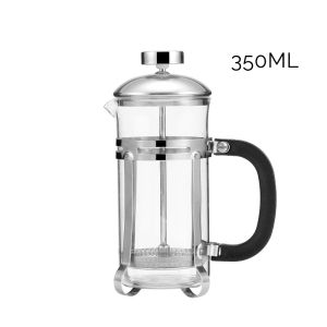 AMUZE French Press Coffee Pot Stainless Steel Glass Coffee Maker Bamboo Wood Coffee Press TeaPot Milk Frother Foam Maker