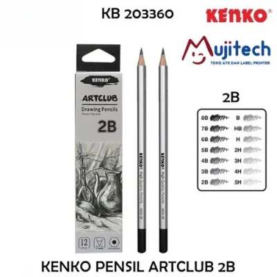 1 PACK KENKO ARTCLUB DRAWING PENCIL PENSIL GAMBAR 2B 3B 7B 8B H 2H HB