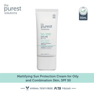 The Purest Solutions Dry Touch Oil Control SPF50 UVA UVB PA++++ 50ml | Anti-aging Daily Moisturizer Mattifier Oil Control Sunblock Centella Asiatica Hyaluronic Acid Oily Skin
