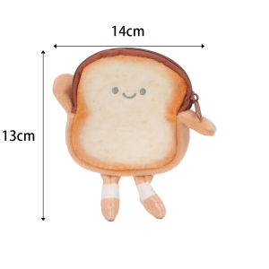 Pouch Koin ขนมปังปิ้งลายการ์ตูนน่ารัก2ชิ้นกระเป๋าหูฟังสร้างสรรค์ Dompet Koin สำหรับเด็กกระเป๋าเหรียญขนาดเล็กน่ารักจี้ Kado Ulang Tahun