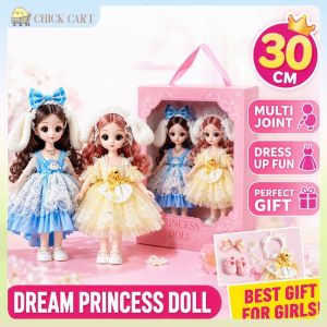 Fashion Doll Jointed Doll Dress Up Dollhouse Toy Gift Box Changeable Outfit Comb Hair Role Play