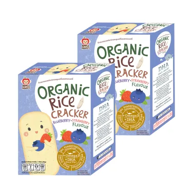 [Bundle of 2]Apple Monkey Organic Rice Cracker Multi Flavor for 8months+ (Corn/Spinach/Pumpkin/Sweet Potato/Blueberry/Strawberry) 2 x 30g HALAL