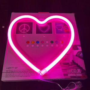 (2in1 ใส่ถ่าน&USB)ไฟนีออน ป้ายไฟled ไฟตกแต่งผนัง ป้ายไฟประดับห้องนอน รูปหัวใจ สำหรับของขวัญ 169บาท