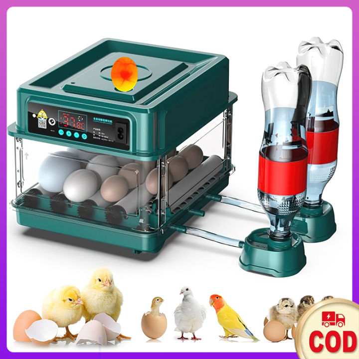 Automatic Egg Incubator For Small Birds - Holds 9 Eggs, Digital Temp/Humidity Display, Portable
