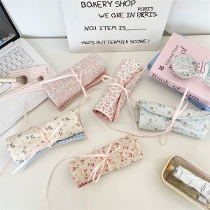 NBANLIKE Convenient Makeup Brush Bag Floral Pattern Large Capacity Makeup Brush Organizer Sweet Eyebrow Pencil Box Cosmetic Storage Bag Travel