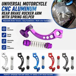 MIRELAE CNC Machined Motorcycle Brake Arm Spring Helper Set Anodized Finish Aluminum Alloy Brake Pedal Arm Adjustable Linkage Rear Brake Lever Motorcycle Modification