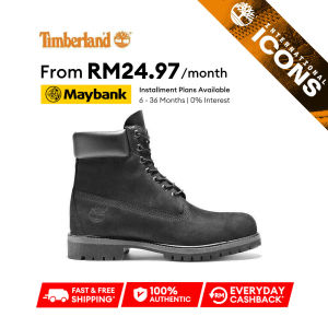 Timberland Mens Icon Premium 6-Inch Waterproof Boots Black Nubuck Wide