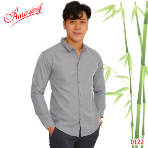 Áo sơ mi màu hồng pastel hiệu Amazing dáng trẻ chuẩn form slim fit phong cách Hàn Quốc siêu phẩm mềm mịn mướt