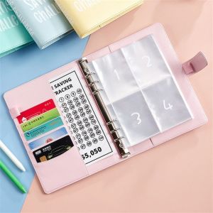 100-Slot Ring Binder Photo Album Leather Money Save Plan Book Notebook Card & Star Card Organizer