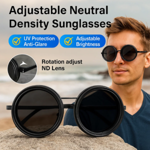 Polarized Adjustable Sunglasses HD Light Reducing Glasses Vintage Round Driving Shades 可调节减光太阳镜
