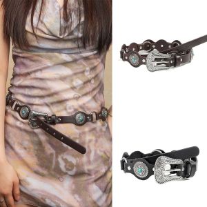 YOCKY Punk Thắt lưng phong cách bohemian Khắc Da PU Thắt lưng jeans Y2K Cổ điển Phụ Kiện Váy Thắt lưng phong cách phương Tây Phụ nữ
