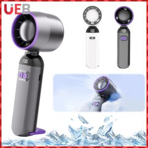 Handheld Turbo Fan LED Digital Display High-Speed Folding Fan USB Rechargeable Adjustable Cooling Fan for Camping Hiking Outdoor Activities