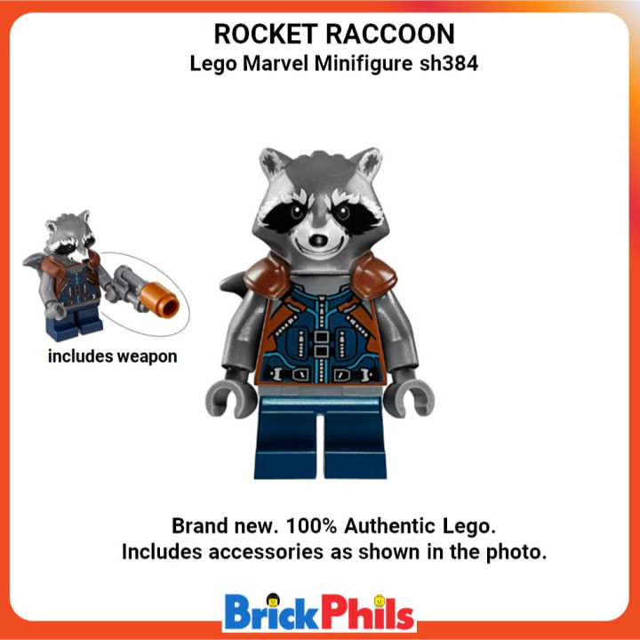 Lego Marvel Minifigure sh384 Rocket Raccoon - Dark Blue Outfit