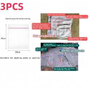 【Anti-Tangle】Fine Mesh Laundry Bag 3PCS Set With Zipper Protect Clothes for Washing Machine Travel