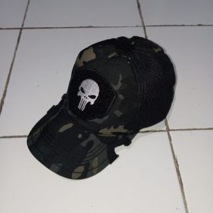 TERBARU TOPI COAK TACTICAL LORENG MULTY CAME BLACK POLOS DAN BORDIR TENGKORAK COD