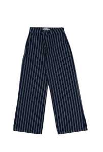 Women Striped Wide Leg Jeans Color BLK/WHT Inseam 30"