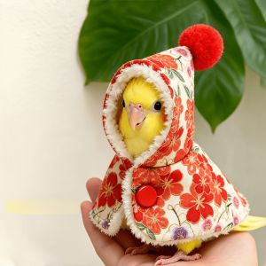 CHICKETTI Warm Winter Parrot Cloak Breathable Thickened Peony Parrot Windproof Clothes Washable Comfortable Parrot Cape Cloak New Year