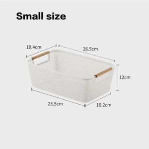3PCS Wood Handle Snack Toy Household Kitchen Desktop Bathroom Makeup storage Box Basket Organizer