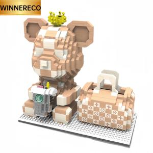 นักบินอวกาศ/กระต่าย/ปราสาทหมี/หมี DIY บล็อกอิฐของเล่นผู้ถือปากกาอิฐสร้างของเล่นสำหรับของเล่นเด็ก