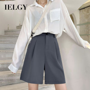 IELGY suit trousers shorts womens high waist summer thin section loose and thin five-point pants straight leg Hong Kong-style wide-leg pants