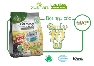 Combo 10 Túi Ngũ Cốc Yến Mạch Óc Chó Và Mè Đen Xuân An [ít đường] 400G {25g*16 gói}
