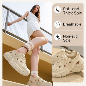 Womens Thick-soled Height-enhancing Hole Daddy Sandals Summer Outside Wear Beach Couple Slippers