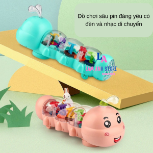 Đồ Chơi Sâu Con Ngộ Nghĩnh Có Nhạc Có Đèn Phát Sáng (TẶNG BÚP BÊ Công Chúa) Đồ Chơi cho bé tập bò