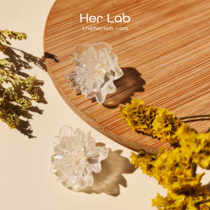 Her Lab | Flower Cluster Stud Earrings Cute Romantic Matt Petal Resin Frosted Transparent Three-Dimensional Flower Floral Ear Studs for Women Girls