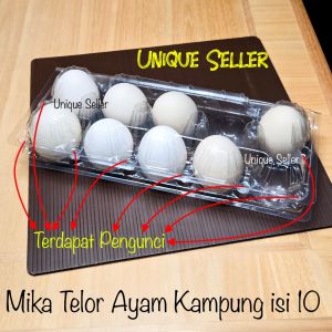 [Isi25] Mika Tray Telor Ayam Kampung isi 10 dengan Pengunci TEBAL / Tray Telor Ayam Kampung Plastik Kancing isi 10 / Mika Telor isi 10 dengan Kancing Pengunci / Tray Telur isi 4 6 7 10 dengan kancing Pengunci