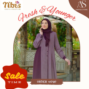 BAJU CANTIK REMAJA GAMIS WANITA NIBRAS HABIBA PURPLE / BAJU DRESS GAMIS REMAJA CASUAL DAILY OUTFIT FRESH & YOUNGER