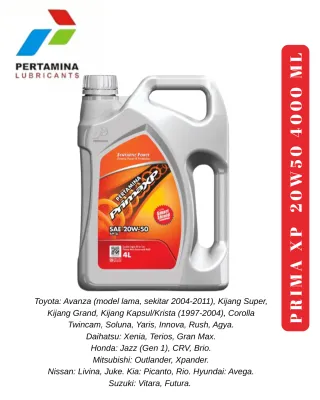 Oli Prima XP 20W50 Galon 4000 ML Pelumas Mobil Avanza Yaris Rush Agya Xenia Terios Granmax Jazz Brio dll