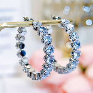 SEQUITO เครื่องประดับผู้หญิงหรูหราสีเหลืองปูพื้นสีทองการตั้งค่ารอบ AAAA เพชรสังเคราะห์สไตล์เรียบง่ายห่วงใหญ่ SE890ของขวัญงานหมั้น