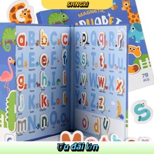 SHNGki 78pcs tủ lạnh nam châm Montessori chữ từ cuốn sách Chính Tả Trò chơi giáo dục đồ chơi cho trẻ em Quà tặng