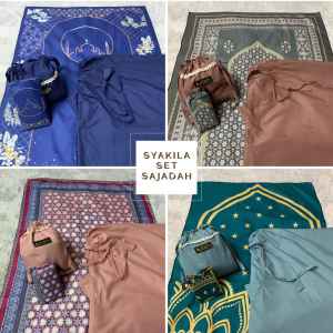 Arbifa | Full set Sajadah + Mukena Dewasa Syakila Travel Pouch Series katun Premium adem lembut Terbaru 2023