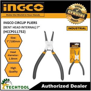INGCO CIRCLIP PLIERS BENT HEAD INTERNAL 7" (HCCP011752)
