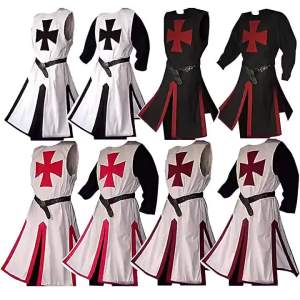 Medieval Crusader Costume Knight Coat Cape Renaissance Outfit cosplay Role-playing game