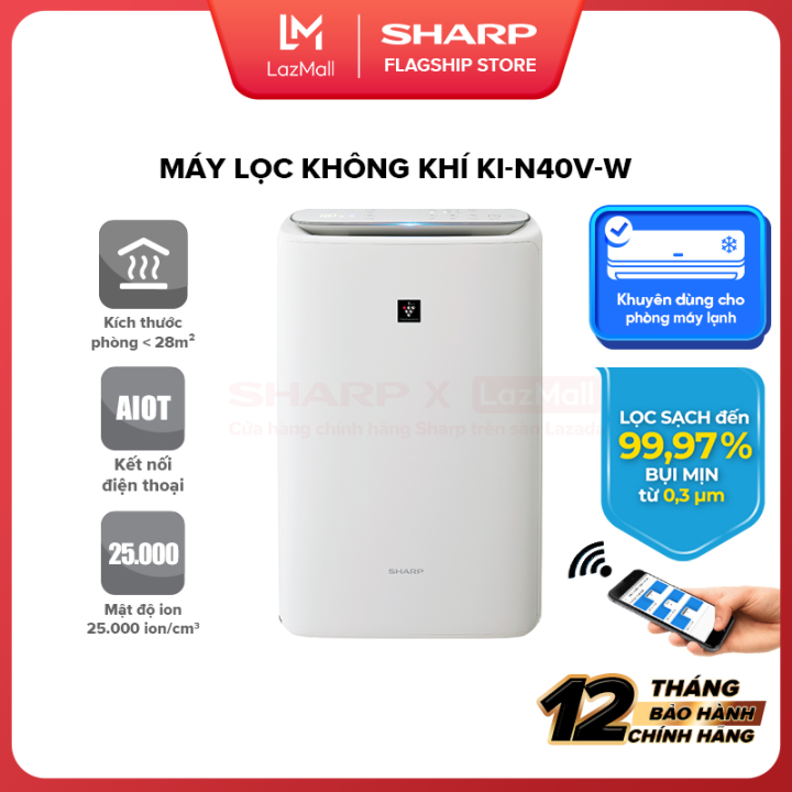 Máy lọc khí và tạo ẩm Sharp KI-N40V-W/H - Hàng chính hãng bảo hành 12 tháng