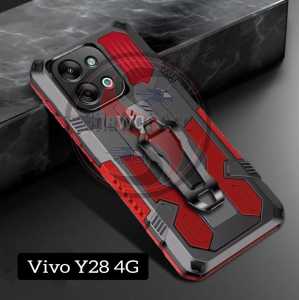 Casing Vivo Y28 4G New HardCase Armor Belt Clip Kick Standing Robot Terbaru