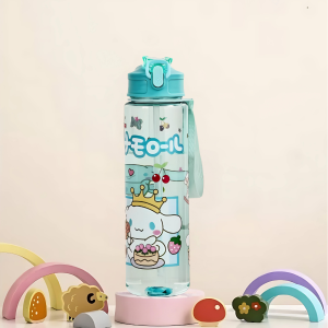 580ML Sanrio 2 In 1 Water Bottle For Kids With Straw Melody Kuromi Cute Water Bottle Cup Of Water BPA Free earphea