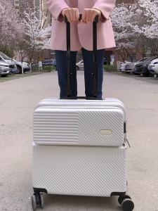 LZD  Womens Luggage 18 Inch Small Trolley Case Boarding hine Trolley Case Lightweight Multifunctional Front Opening Suitcase for Men