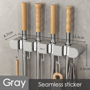 免打孔挂拖把/卡座拖把夹 Mop wall hanging clip Bathroom kitchen balcony Wall Storage Hanger Wall Hanging Broom Organizer Pemegang Penyapu