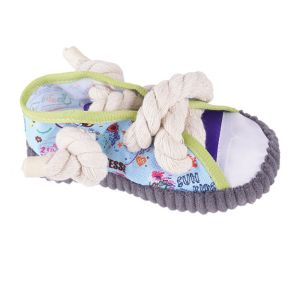 PAZNUL Bite Resistant Dog Squeaky Toy with Jingle Bell Teeth Grinding Dog Chew Toy Funny Cotton Rope Shoes Shape Puppy Chew Toy Pet